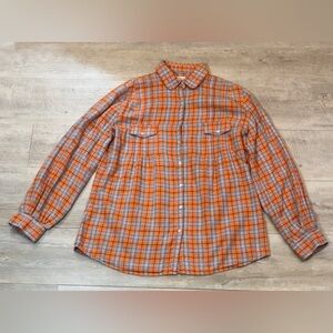 Sundance Orange and Gray Plaid Button Down Shirt